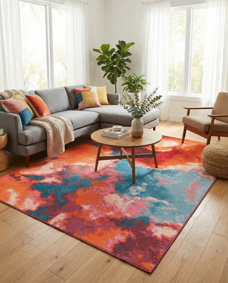 Urban Terrace Collection Area Rug -  Patio Rectangle Gray and Pink  lifestyle 16