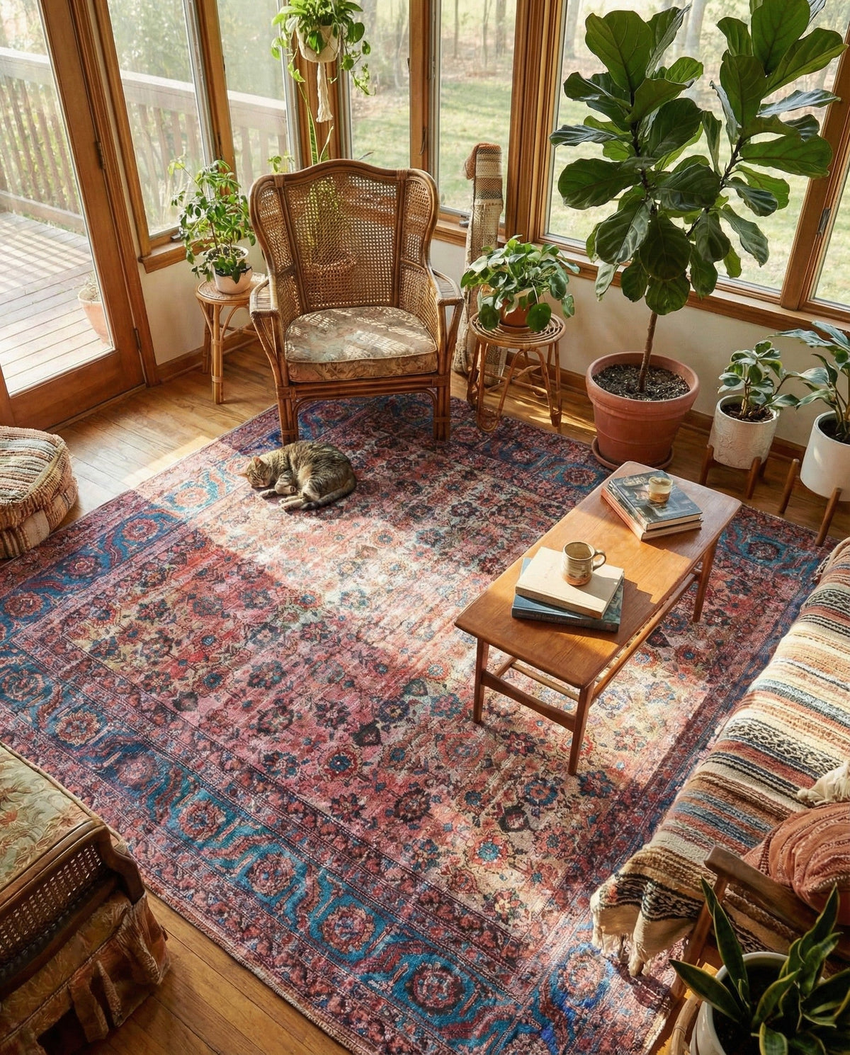 Zahara Oasis Collection Area Rug -  Meknes Square Antique Pink  lifestyle 97