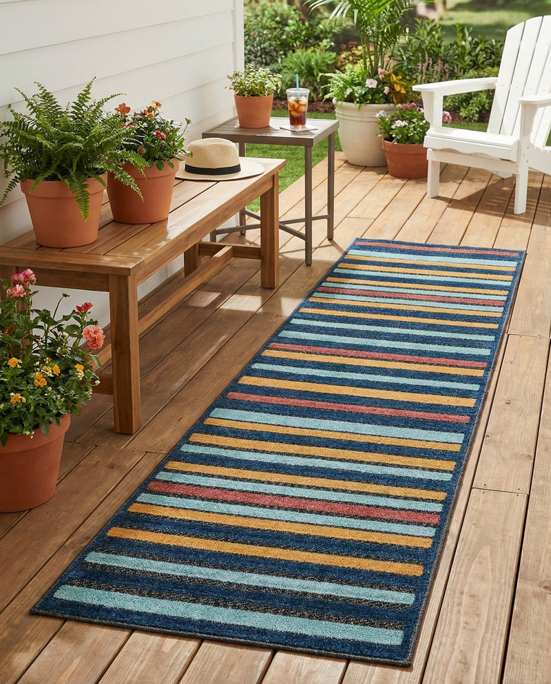 Caribbean Terrace Collection Area Rug -  Martinique Runner Charcoal  lifestyle 57