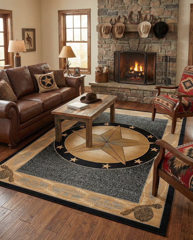 Frontier Trails Collection Area Rug - Redwood Rectangle Blue  lifestyle 41