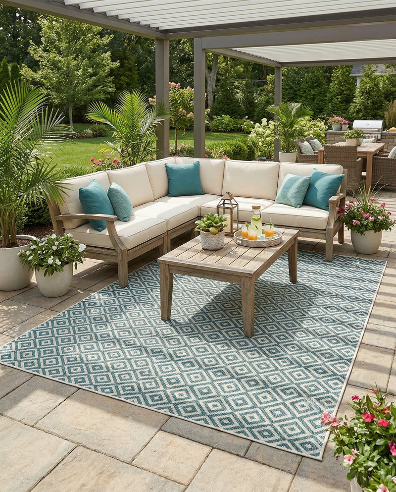 Urban Oasis Rugs Collection Area Rug -  Rooftop (Teal) Rectangle Teal  lifestyle 12