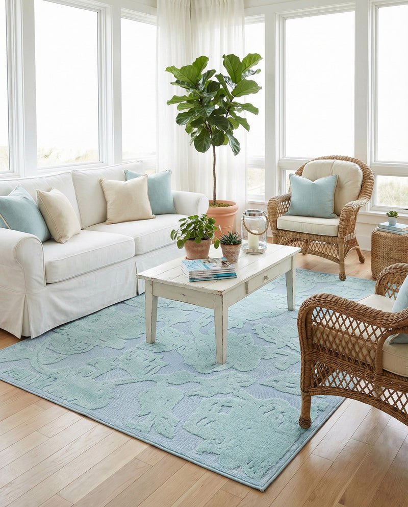 Bahama Breeze Outdoor Collection Area Rug -  Eleuthera Rectangle Navy Blue  lifestyle 16