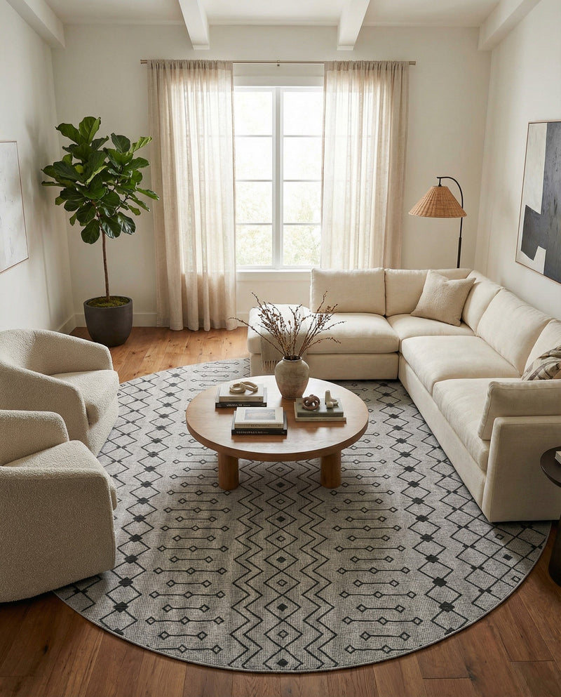 Savannah Pergola Collection Area Rug -  Pergola (Gray) Round Gray  lifestyle 43