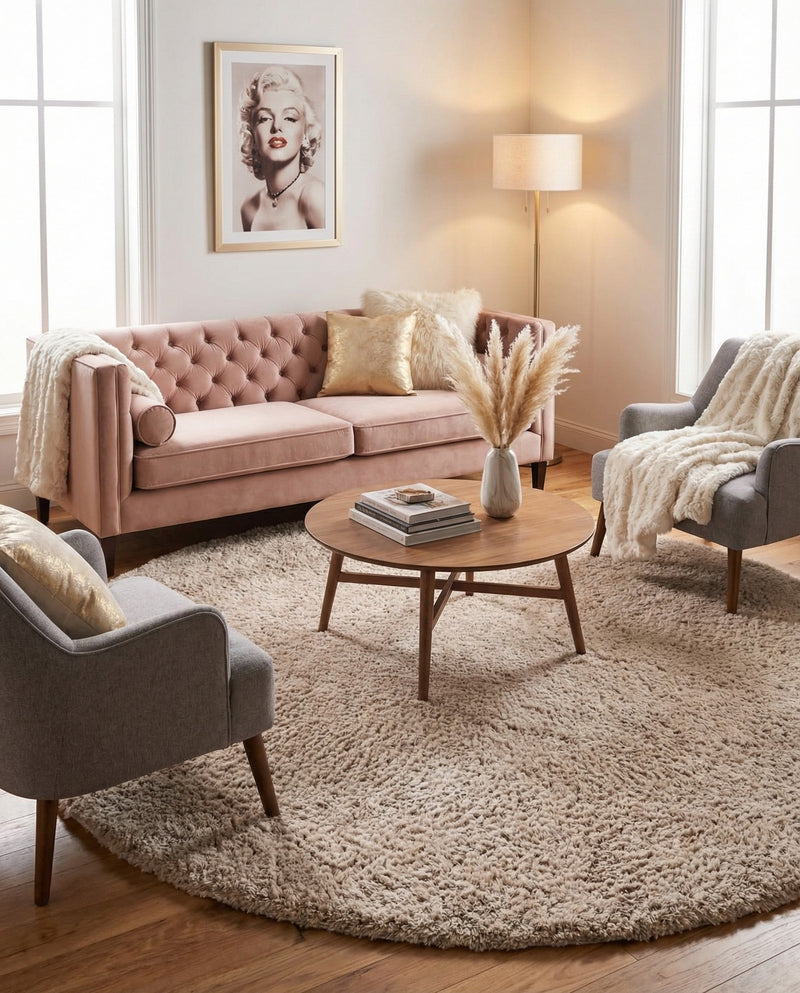 Majestic Manor Collection Area Rug - Versailles (Blonde) Round Blonde  lifestyle 46