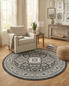 Tribal Terrace Treasures Collection Area Rug -  Incan Isle (Charcoal Gray) Round Charcoal Gray  lifestyle 22