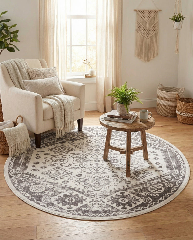 Cambridge Classics Collection Area Rug -  Fitzwilliam (Cream) Round Cream  lifestyle 64