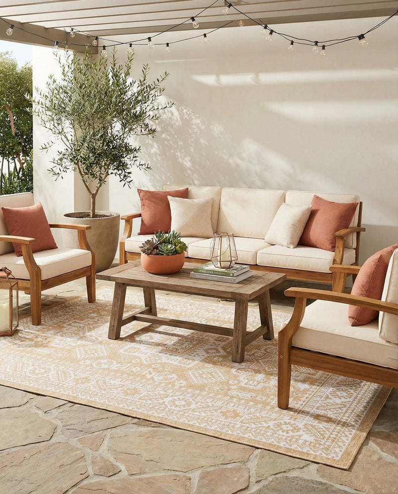 Tribal Terrace Treasures Collection Area Rug -  Incan Isle (Natural) Rectangle Natural  lifestyle 7