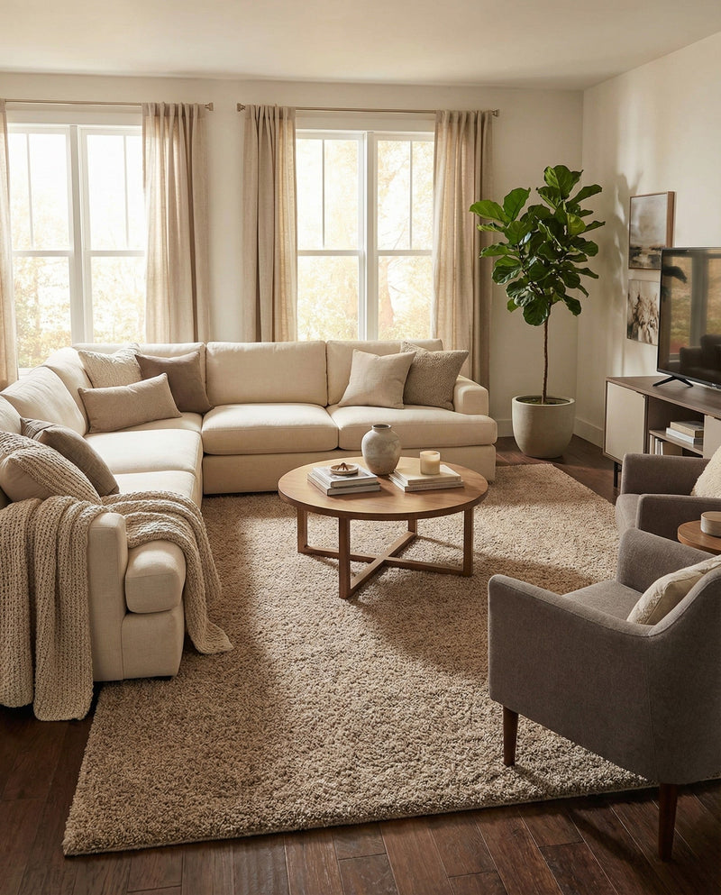 Plush Oasis Collection Area Rug - Serenity (Taupe) Rectangle Taupe  lifestyle 24