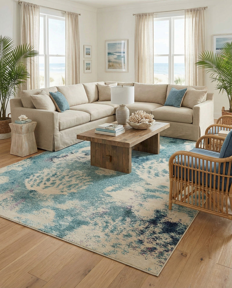 Sorrento Shores Collection Area Rug -  Vico Rectangle Light Blue  lifestyle 31