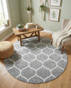 Trellis Mosaic Collection Area Rug -  Pergolatown (Light Gray) Round Light Gray  lifestyle 42