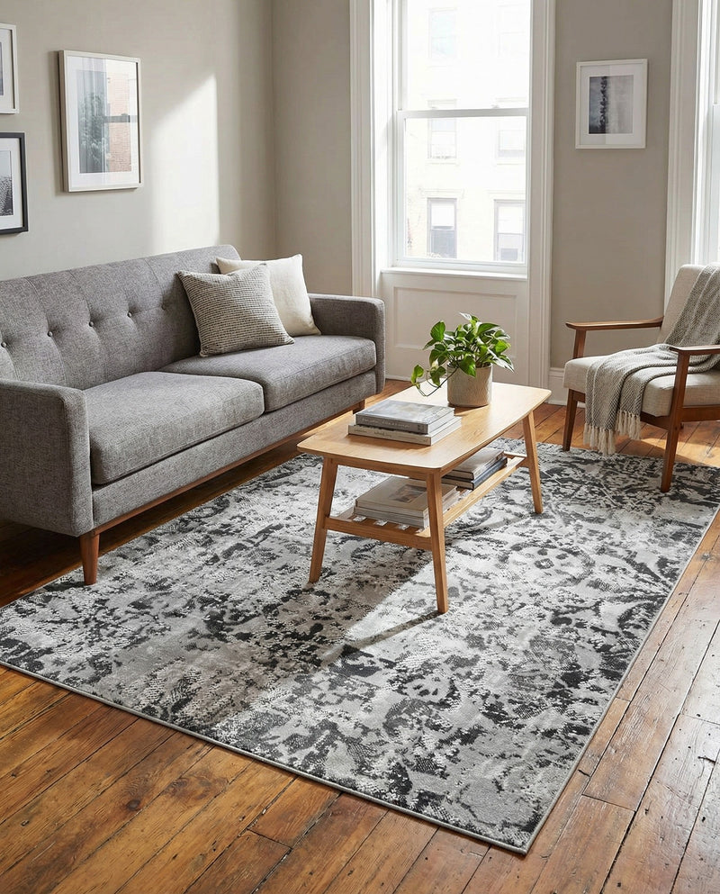 Geneva Terrace Collection Area Rug -  Morges Rectangle Gray  lifestyle 9