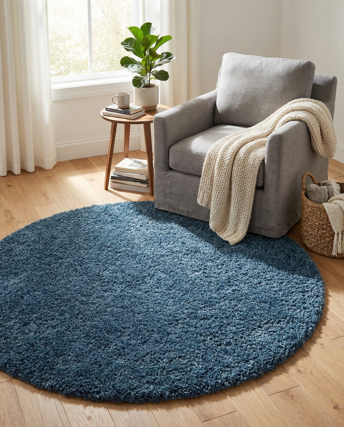 Alpine Plush Collection Area Rug - Verbier Round Dblue  lifestyle 64