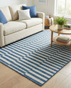 Seaside Stripes Collection Area Rug - Cabana (Blue) Rectangle Blue  lifestyle 22