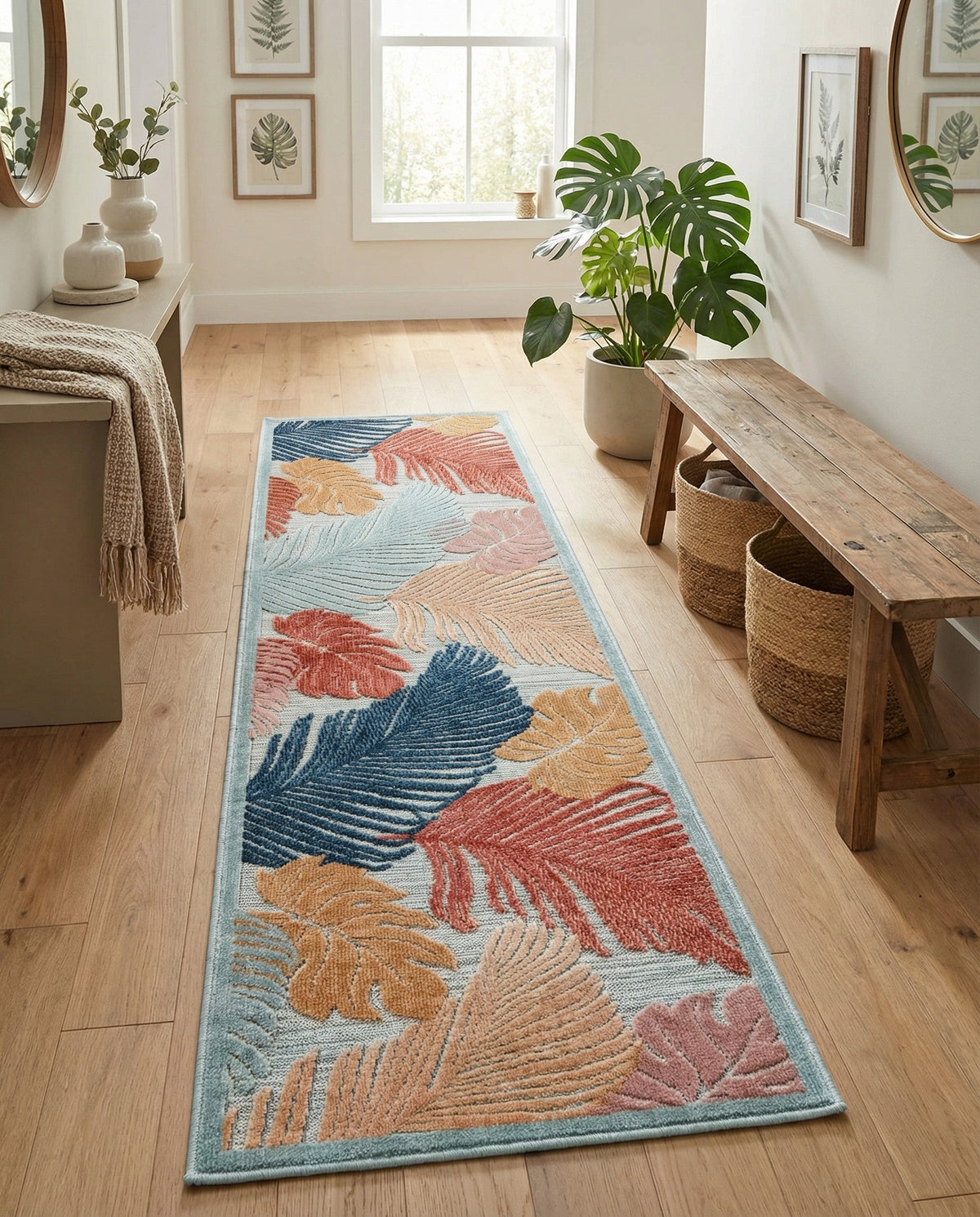 Seaside Blooms Collection Area Rug -  Tranquil Runner Multi  lifestyle 121