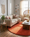 Plush Oasis Collection Area Rug - Serenity (Tiger Orange) Round Tiger Orange  lifestyle 35