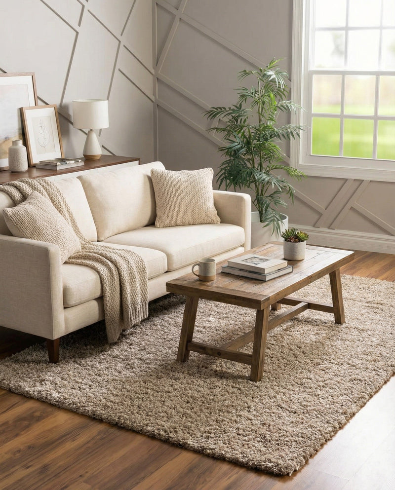 Plush Oasis Collection Area Rug - Serenity (Taupe) Rectangle Taupe  lifestyle 8