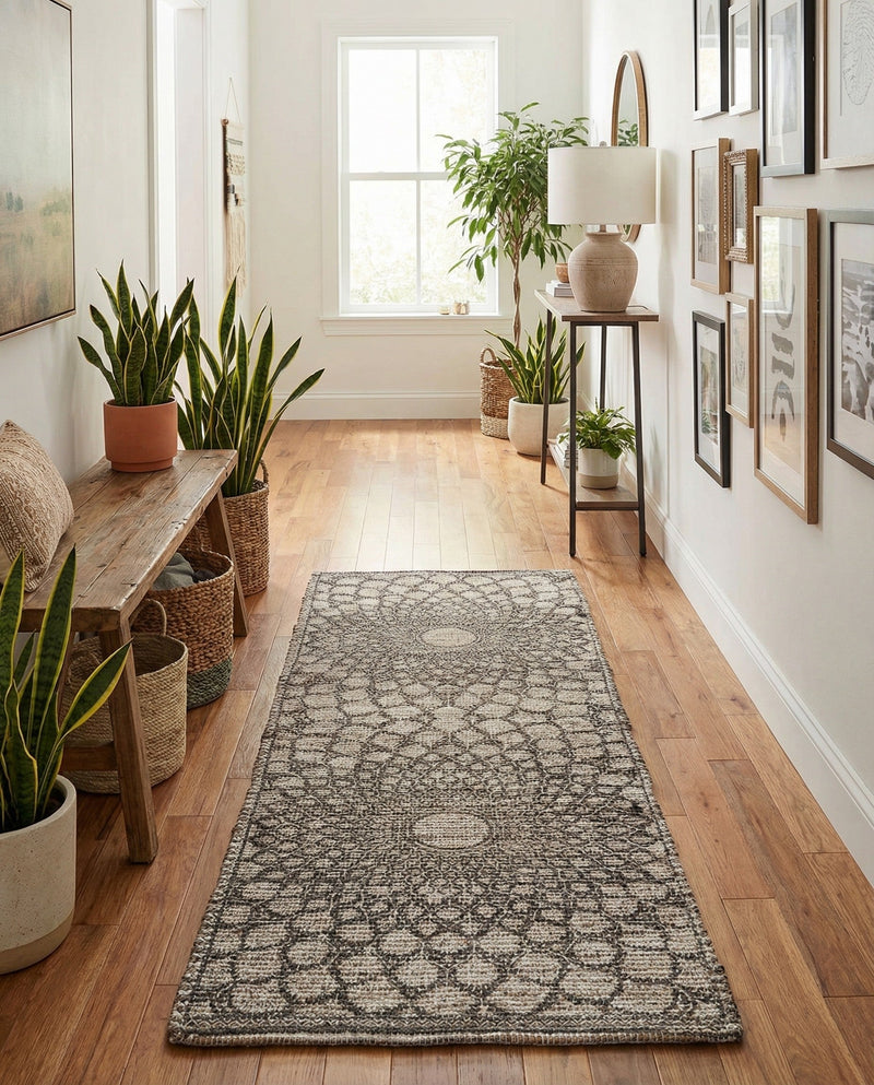 Savannah Threads Collection Area Rug -  Serengeti Runner Charcoal and Ivory  lifestyle 40