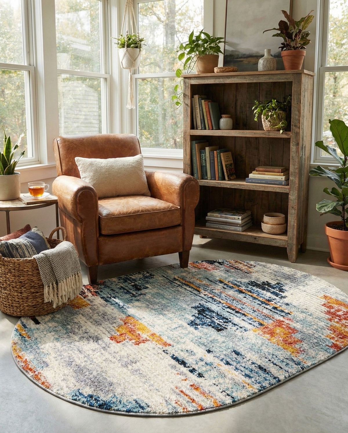 Santa Fe Trails Collection Area Rug -  Arroyo Oval Multi  lifestyle 80