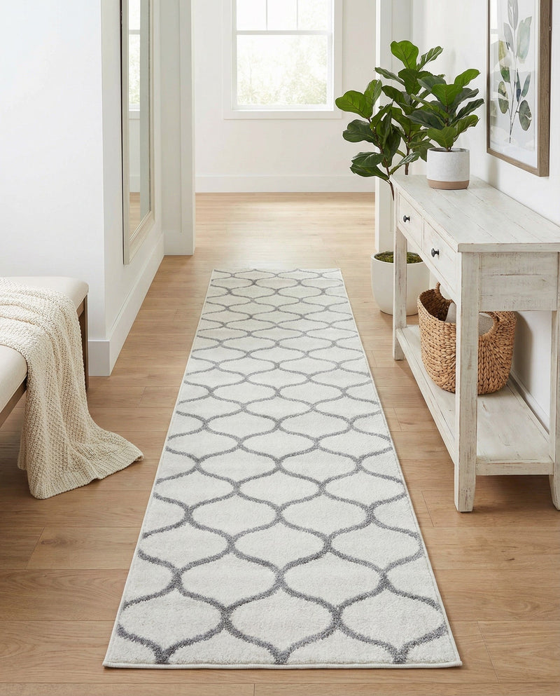 Trellis Mosaic Collection Area Rug -  Pergolatown (Ivory) Runner Ivory  lifestyle 31