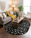 Berber Lattice Shag Collection Area Rug - Atlas (Black and White) Oval Black and White  lifestyle 25