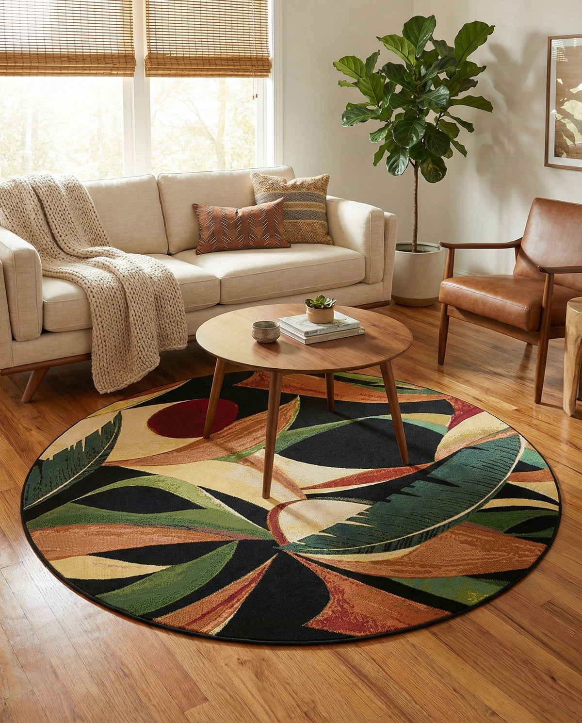 Seaside Blooms Collection Area Rug -  Tivoli Round Multi  lifestyle 99