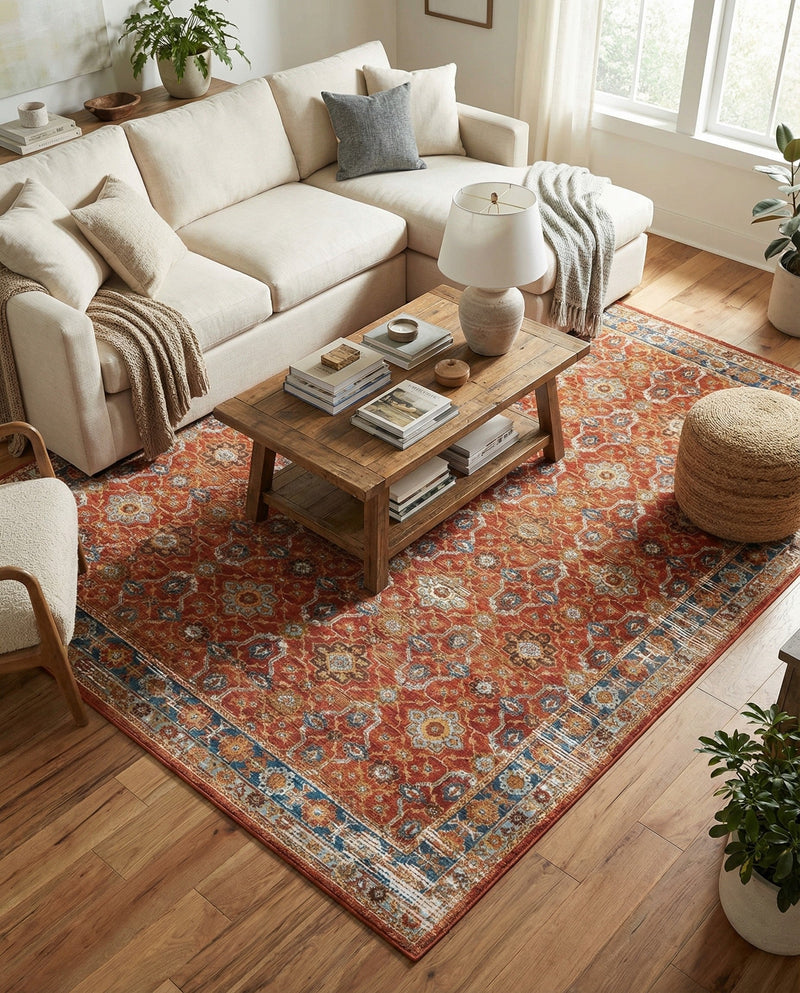 Patio Heritage Collection Area Rug -  Eden Rectangle Antique Red  lifestyle 14