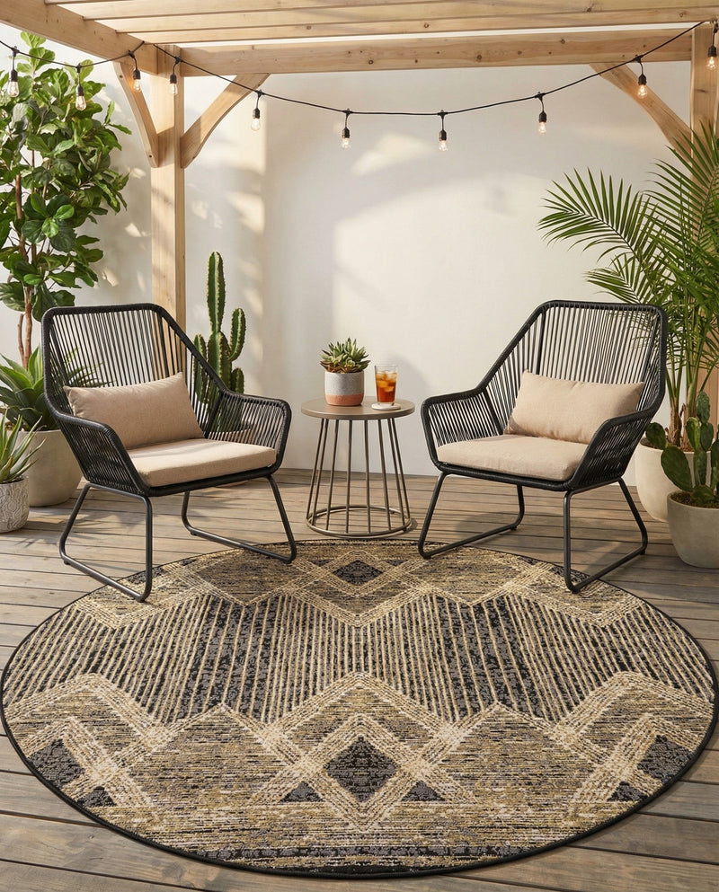 Urban Terrace Collection Area Rug -  Loft Round Charcoal  lifestyle 73