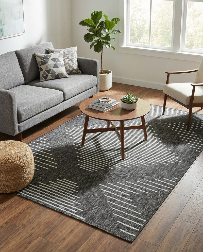 Urban Terrace Collection Area Rug -  Chelsea (Charcoal Gray) Rectangle Charcoal Gray  lifestyle 21