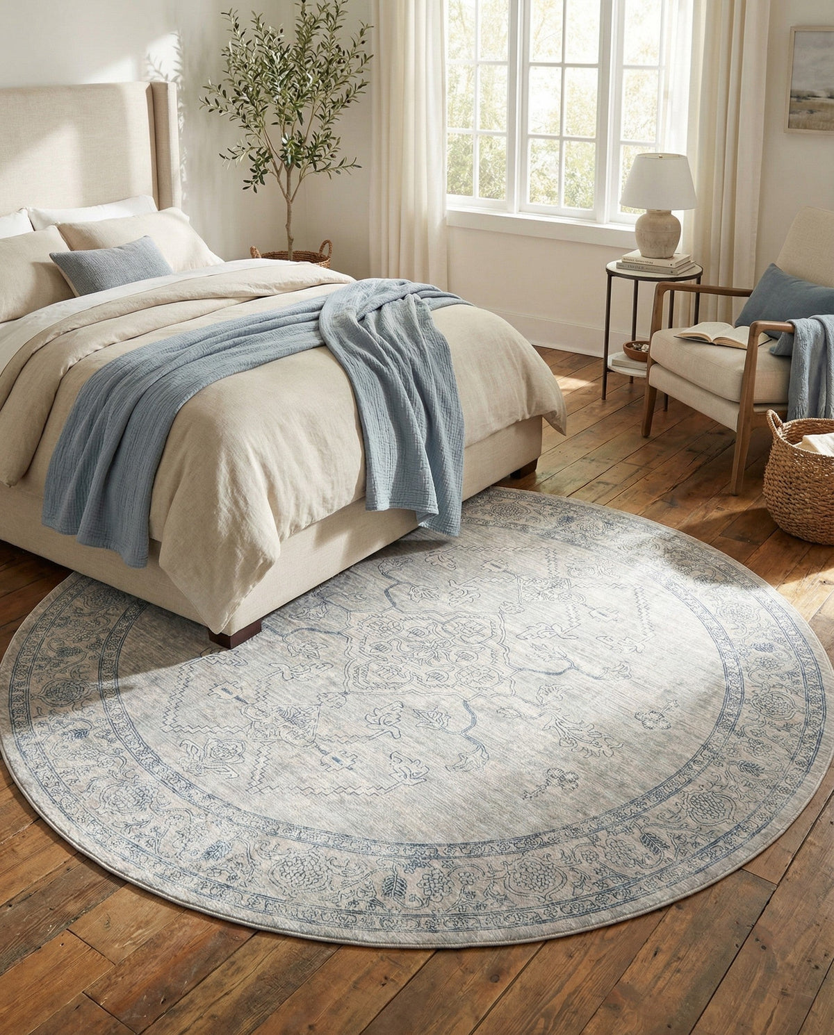 Coastal Haven Collection Area Rug -  Marina Round Gray  lifestyle 195