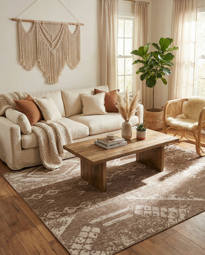 Desert Nomad Terrace Collection Area Rug - Sahara (Brown) Rectangle Brown  lifestyle 20