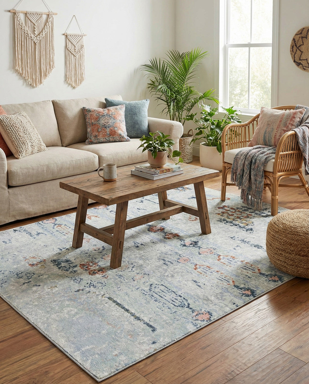 Aegean Elegance Washables Collection Area Rug -  Zakynthos Square Ivory Gray  lifestyle 93