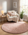 Alpine Plush Collection Area Rug -  Cortina (Dusty Rose) Round Dusty Rose  lifestyle 34