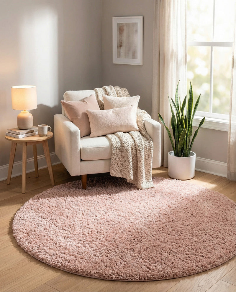 Alpine Plush Collection Area Rug -  Cortina (Dusty Rose) Round Dusty Rose  lifestyle 34
