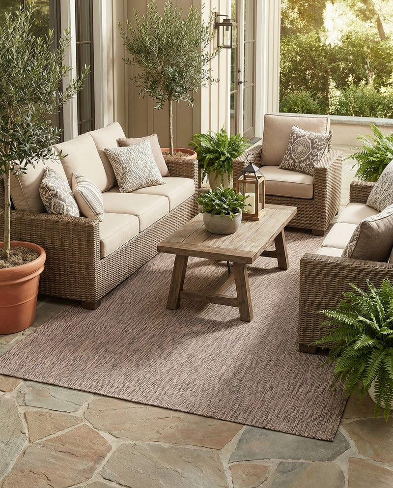 Seaside Serenity Collection Area Rug - Veranda (Light Brown) Rectangle Light Brown  lifestyle 13
