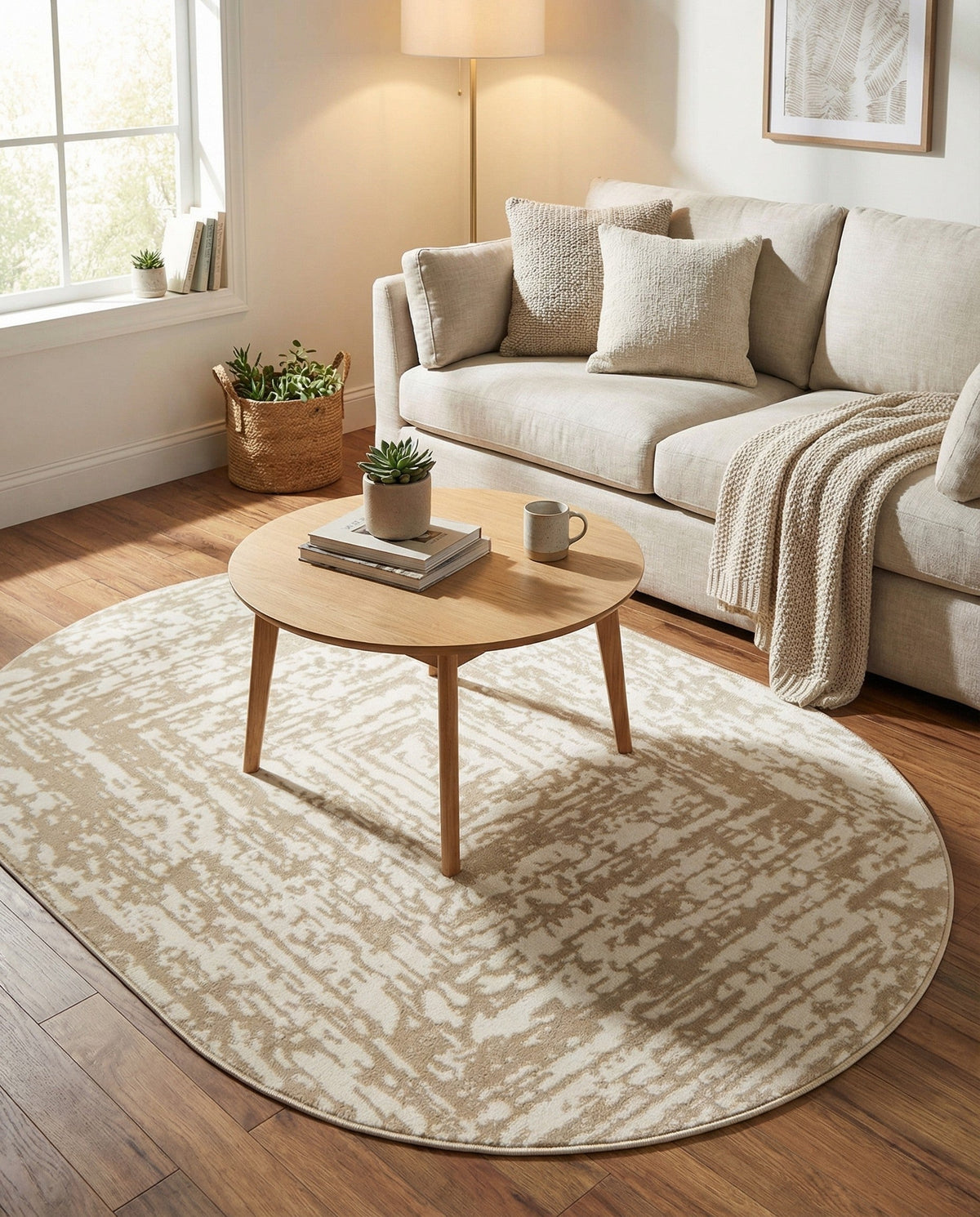 Sanctuary Retreat Collection Area Rug -  Asylum Oval White Bone  lifestyle 141