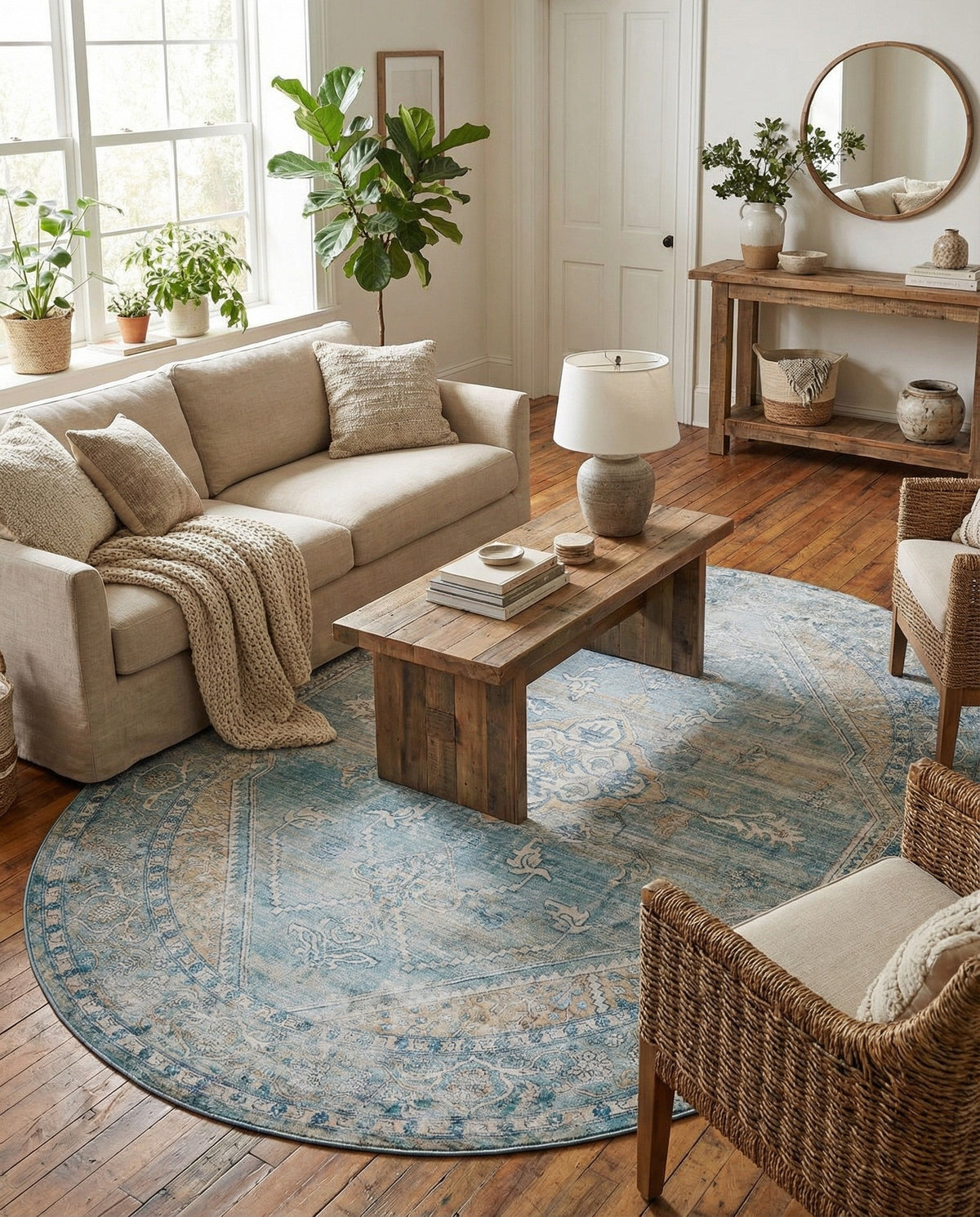 Coastal Haven Collection Area Rug -  Marina Oval Blue  lifestyle 196