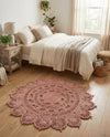 Woven Seaside Jute Collection Area Rug - Coastalhaven (Pink) Round Pink  lifestyle 25