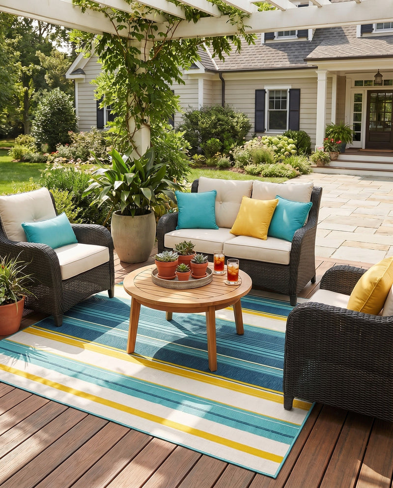 Terrace Fringe Collection Area Rug -  Veranda Square Multi  lifestyle 73