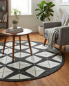 Urban Terrace Collection Area Rug -  Hudson Round Black and White  lifestyle 55