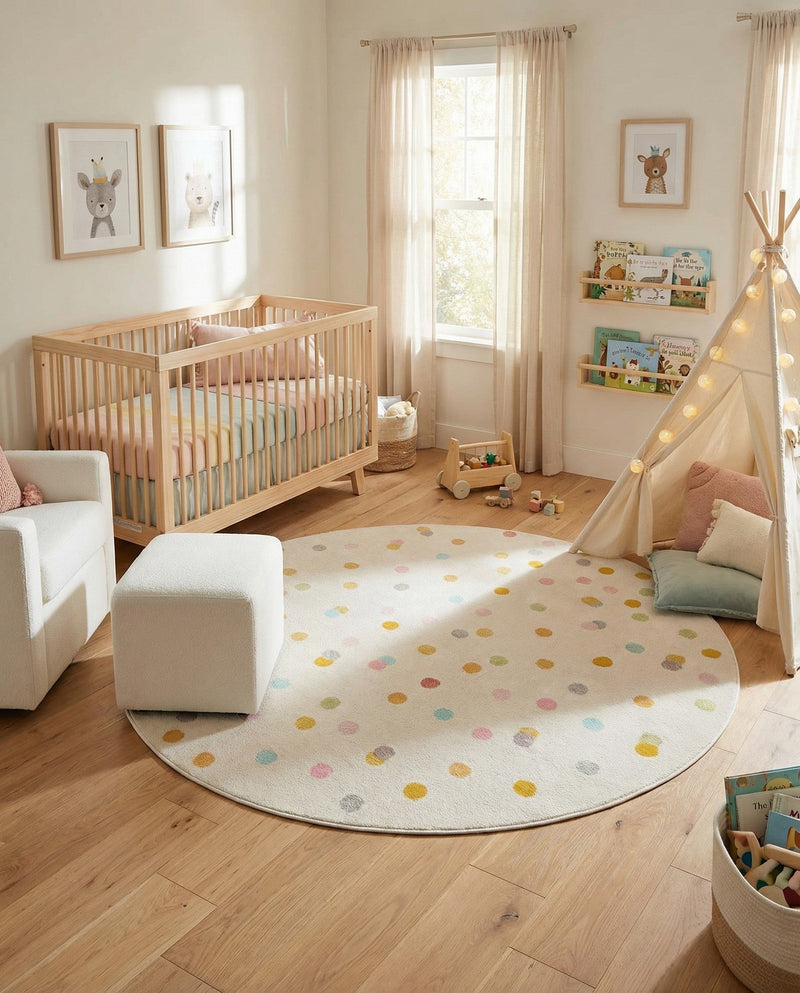 Wonder Tykes Collection Area Rug -  Fable Round Ivory  lifestyle 45