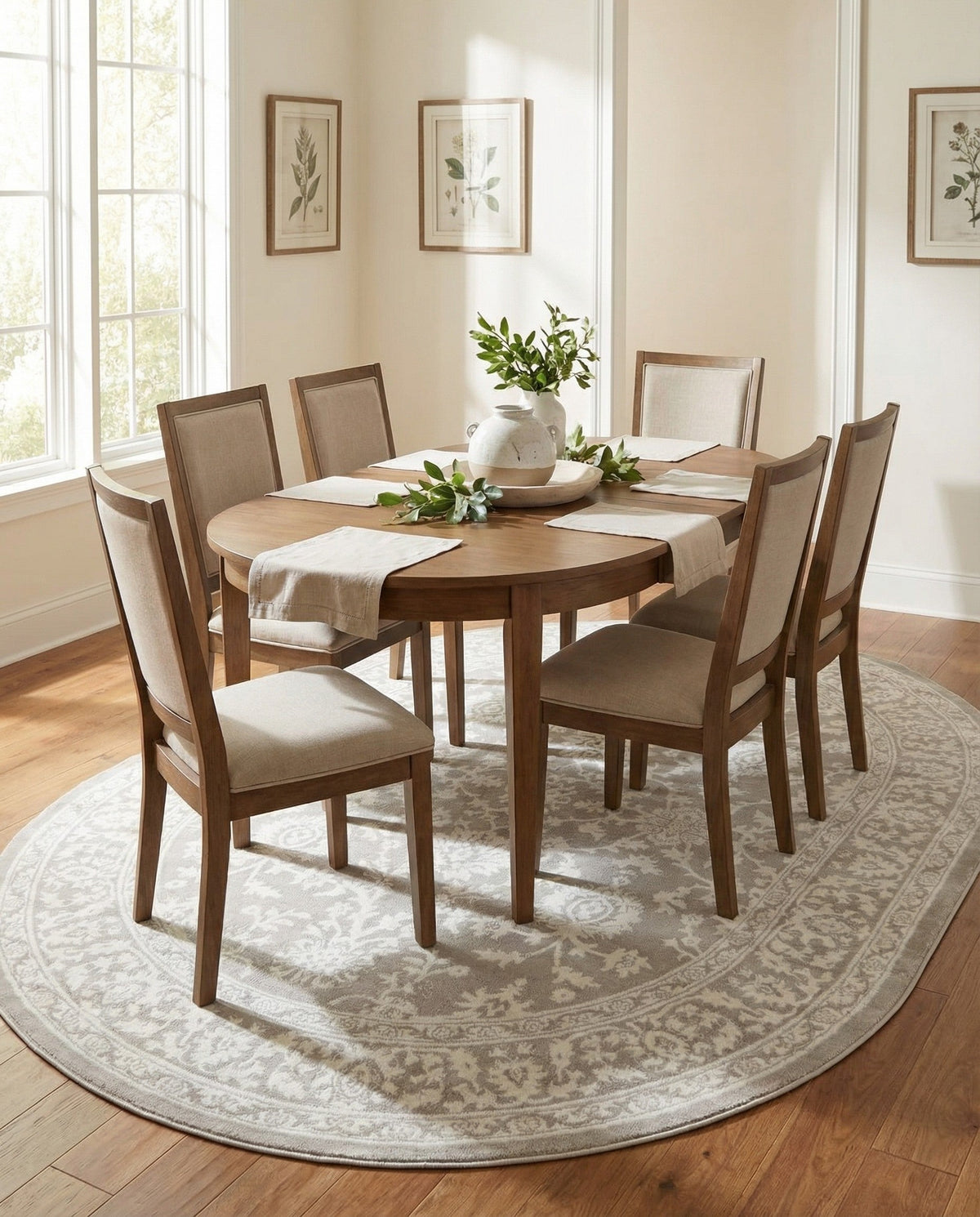 Savannah Elegance Collection Area Rug - Augusta (Light Gray) Oval Light Gray  lifestyle 48