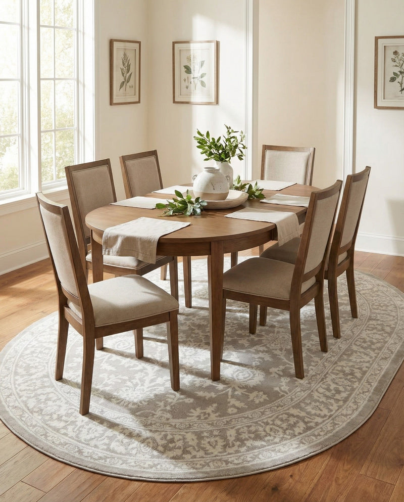 Savannah Elegance Collection Area Rug - Augusta (Light Gray) Oval Light Gray  lifestyle 48