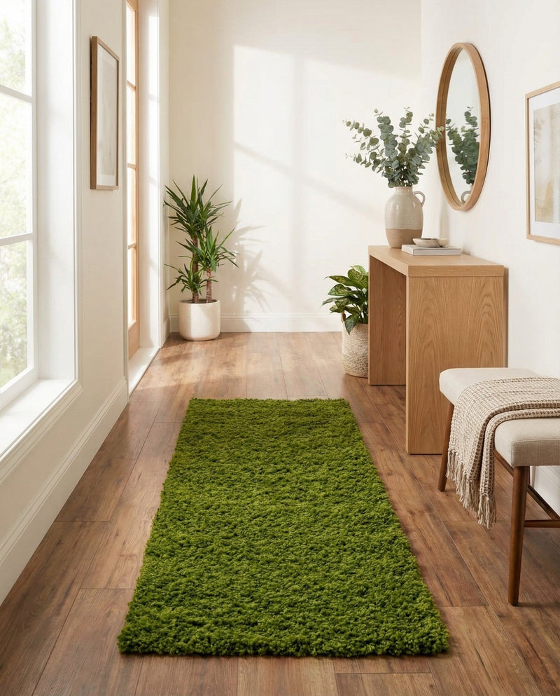 Plush Oasis Collection Area Rug - Serenity (Grass Green) Runner Grass Green  lifestyle 46
