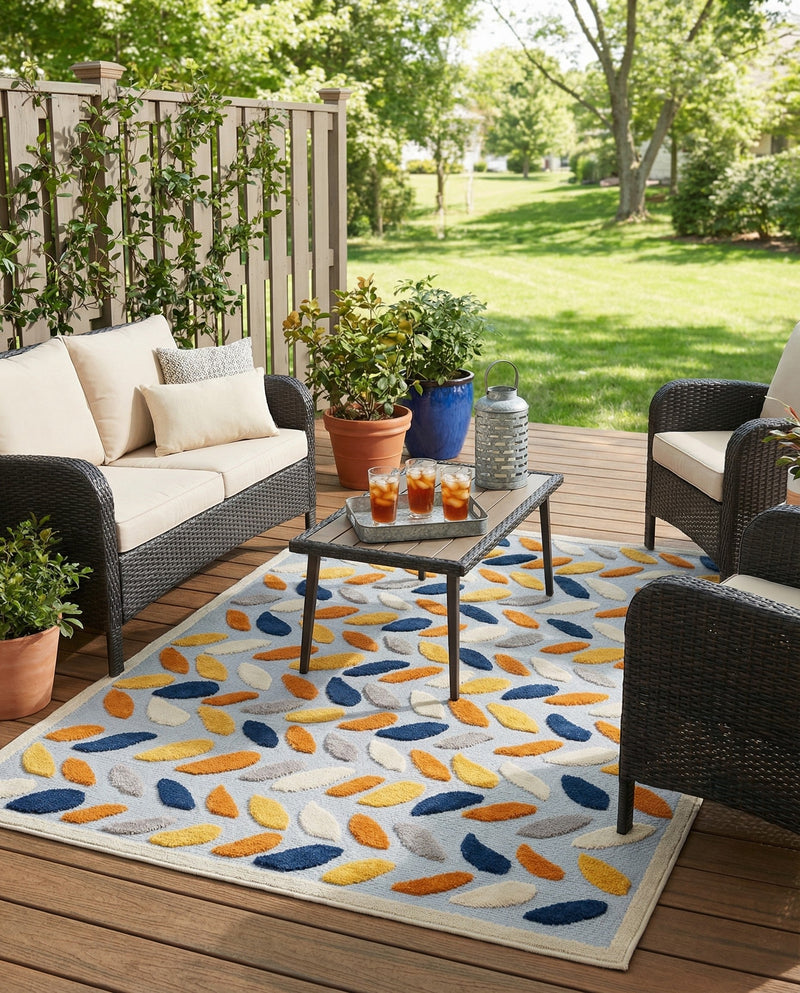 Bahama Breeze Outdoor Collection Area Rug - Nassau Rectangle Gray  lifestyle 8