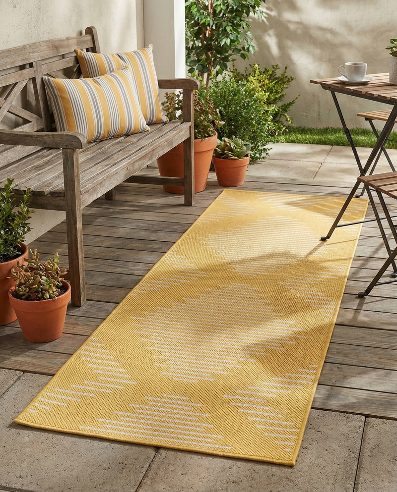 Urban Terrace Collection Area Rug -  Chelsea (Yellow) Runner Yellow  lifestyle 82