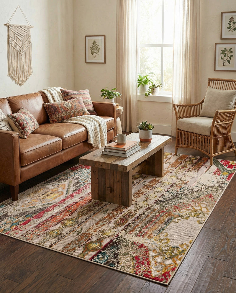 Outdoor Marrakesh Collection Area Rug -  Agadir Rectangle Multi Beige  lifestyle 25