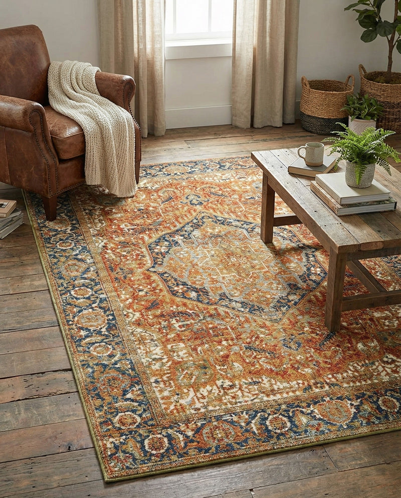 Patio Heritage Collection Area Rug -  Haven Rectangle Rust Red  lifestyle 54
