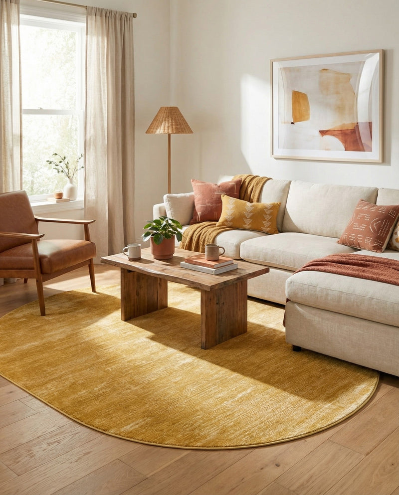 Bloomsbury Elegance Collection Area Rug -  Kensington (Yellow) Oval Yellow  lifestyle 64