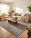 Zigzag Marina Collection Area Rug - HarborStripes Rectangle Green  lifestyle 22