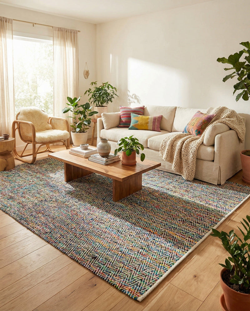 Zigzag Marina Collection Area Rug - HarborStripes Rectangle Green  lifestyle 22